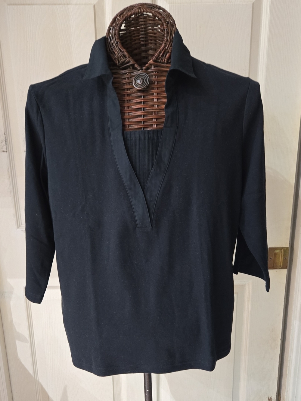 Designers Originals Black Long Sleeve V-Neck Shirt-Size XL
